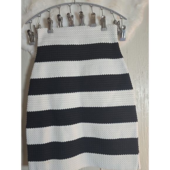 Y2K Bodycon Skirt Small Striped Stretchy Preppy Cruise Office Wedding Thick Fall - Picture 2 of 6
